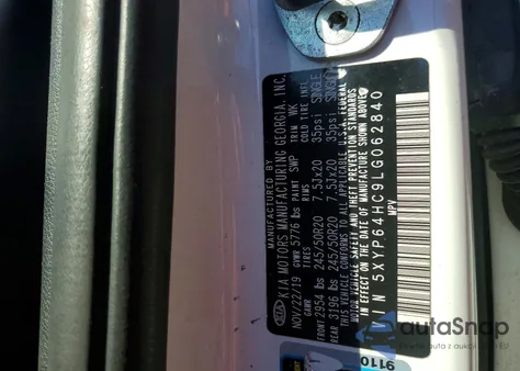 2020 Kia Telluride S z USA, uszkodzony, nr VIN 5XYP64HC9LG062840